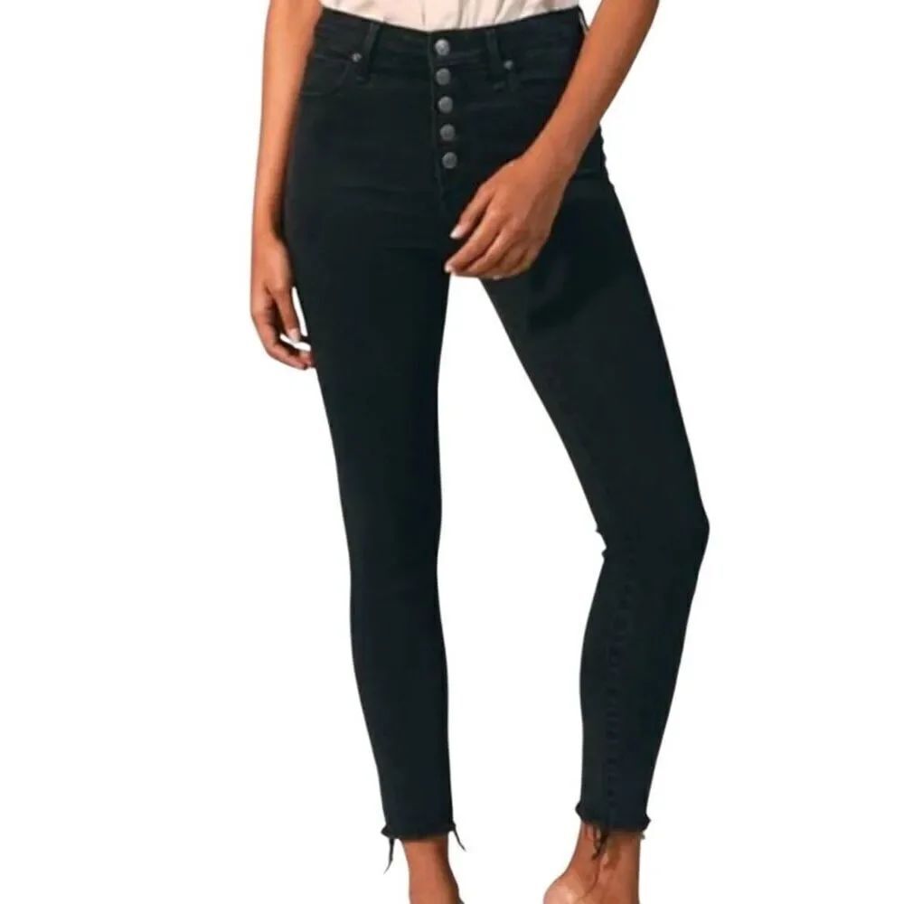 NWOT Abercrombie &Fitch Jeans Women's 32 Black Super Skinny Ankle High Rise